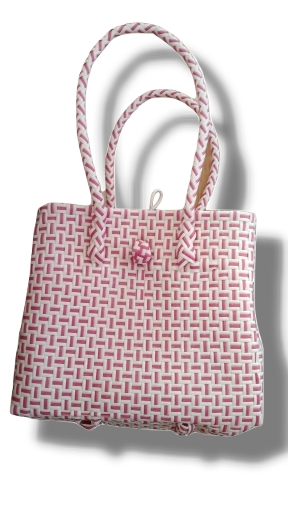 'Tas plastik belanja ukuran  25 x 25 cm warna pink muda'