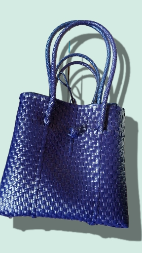 Tas plastik belanja ukuran 30 x 18 cm biru tua