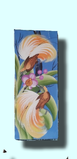 Lukisan burung jalak bali ukuran 60 x 20 cm