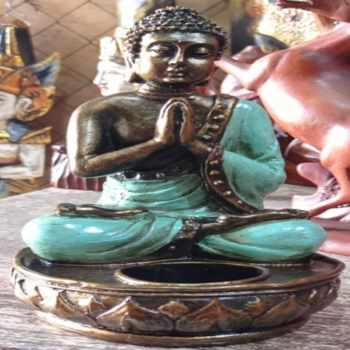 'Budha semedi tempat lilin 15cm'