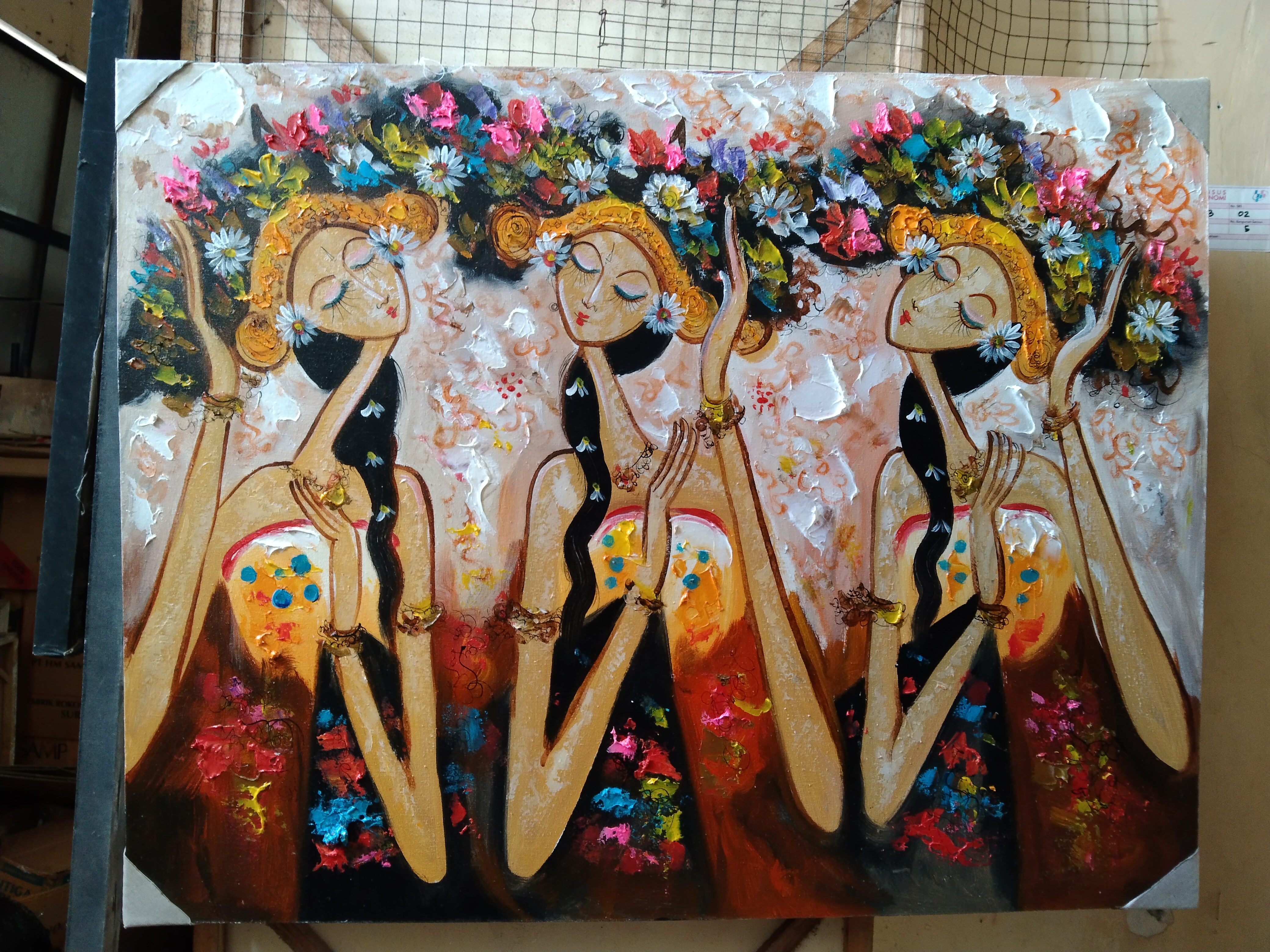 'Lukisan tari Bali ukuran 70 x 50 cm'