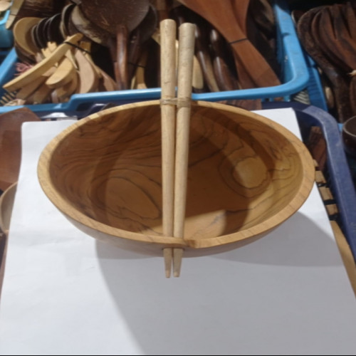 Mangkok mie plus sumpit ukuran 10 cm jenis kayu sasih