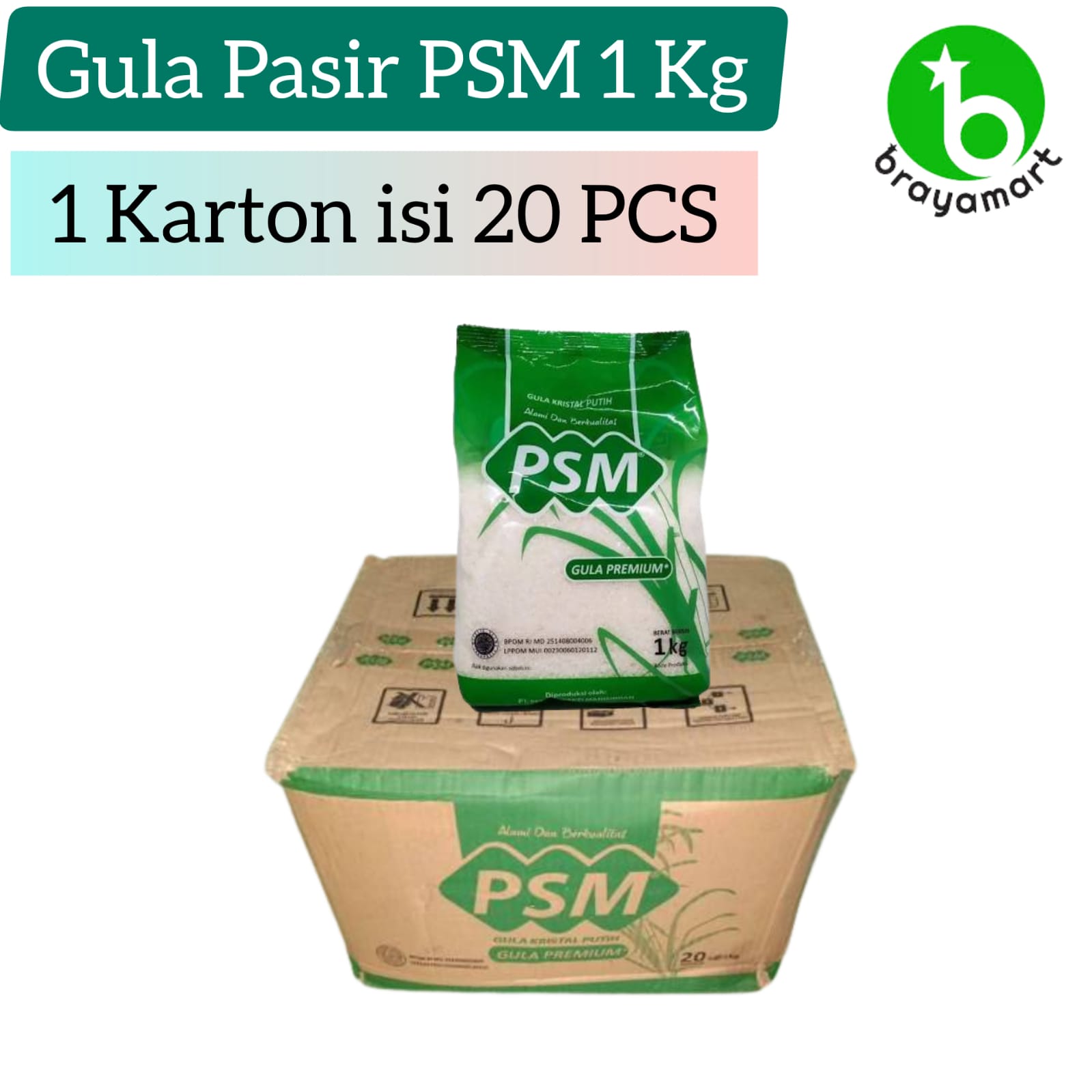 'Gula Pasir PSM 1 Kg (1 Karton)'