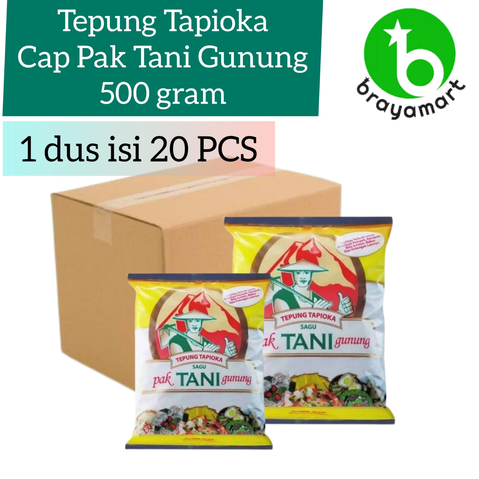 Tepung Tapioka Cap Pak Tani Gungung 500 gram (1 Karton)